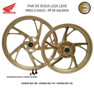 Par Roda Liga Leve Biz 100/110/125 A Disco Pé De Galinha Dourada em Oferta na Shopee