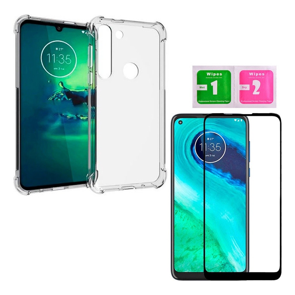 Capa Capinha Anti Impacto Compatível Com Moto G8 E/OU Película 3D Vidro Temperado em Oferta na Shopee