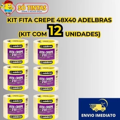 Kit 12 Fita Crepe Adelbras 711 Larga 48mm x 40m para Pintura, Artesanato, Escolar