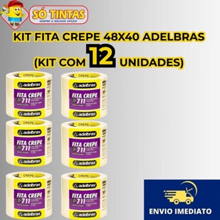 Kit 12 Fita Crepe Adelbras 711 Larga 48mm x 40m para Pintura, Artesanato, Escolar em Oferta na Shopee