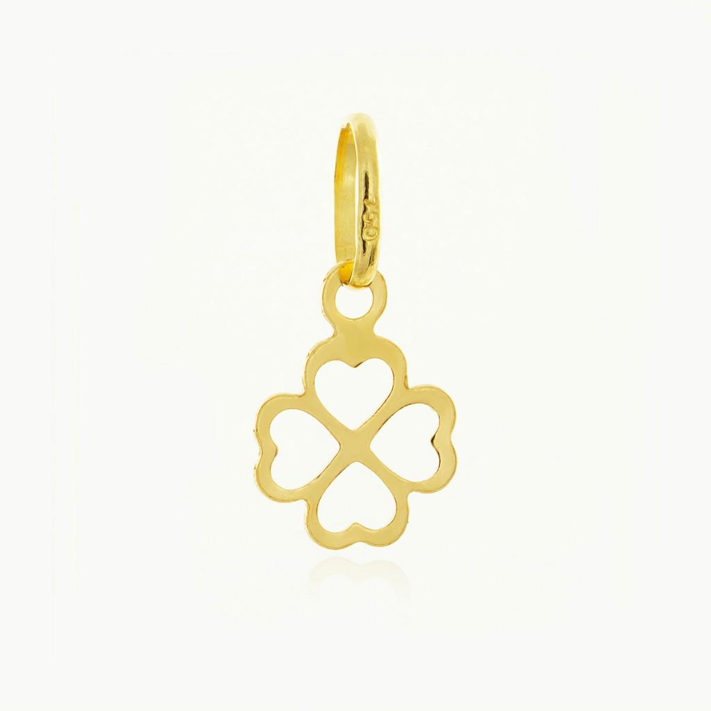 Pingente Ouro 18k Trevo De Quatro Folhas Coração Vazado - Elluxe Joias em Oferta na Shopee