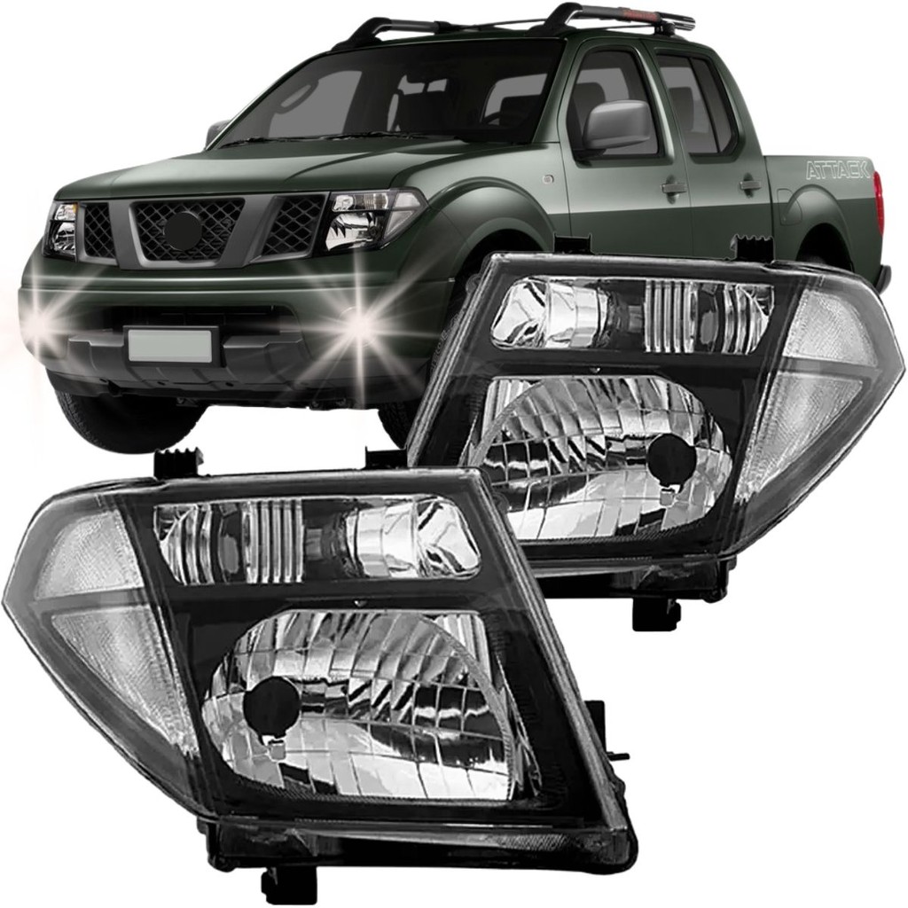 Par Farol Principal Para Nissan Frontier 2008 2009 2010 2011 2012 2013 2014 2015 à 2016 Mascara Negra