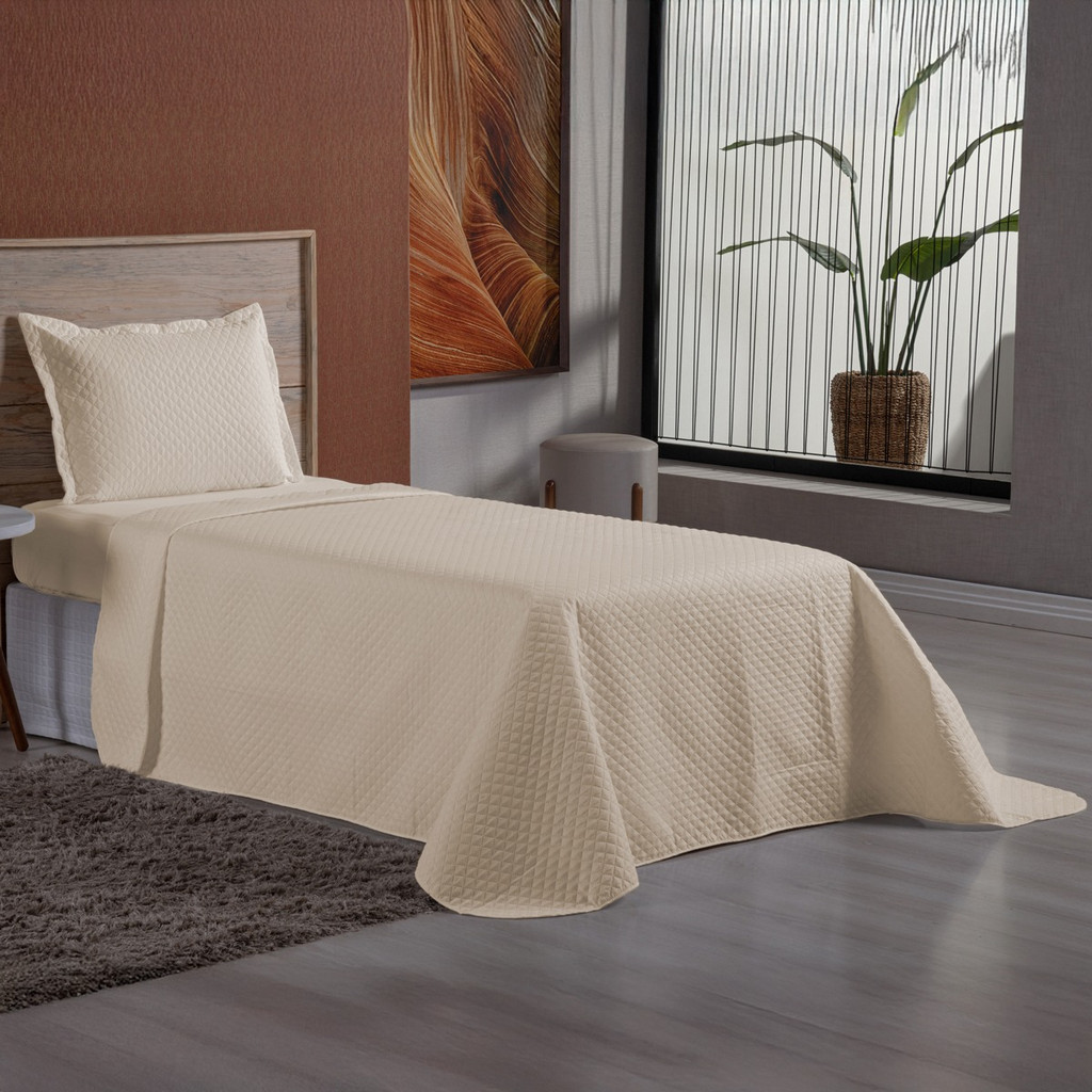 Colcha Cobre Leito Viena Solteiro 02 Peças Matelado Luxo