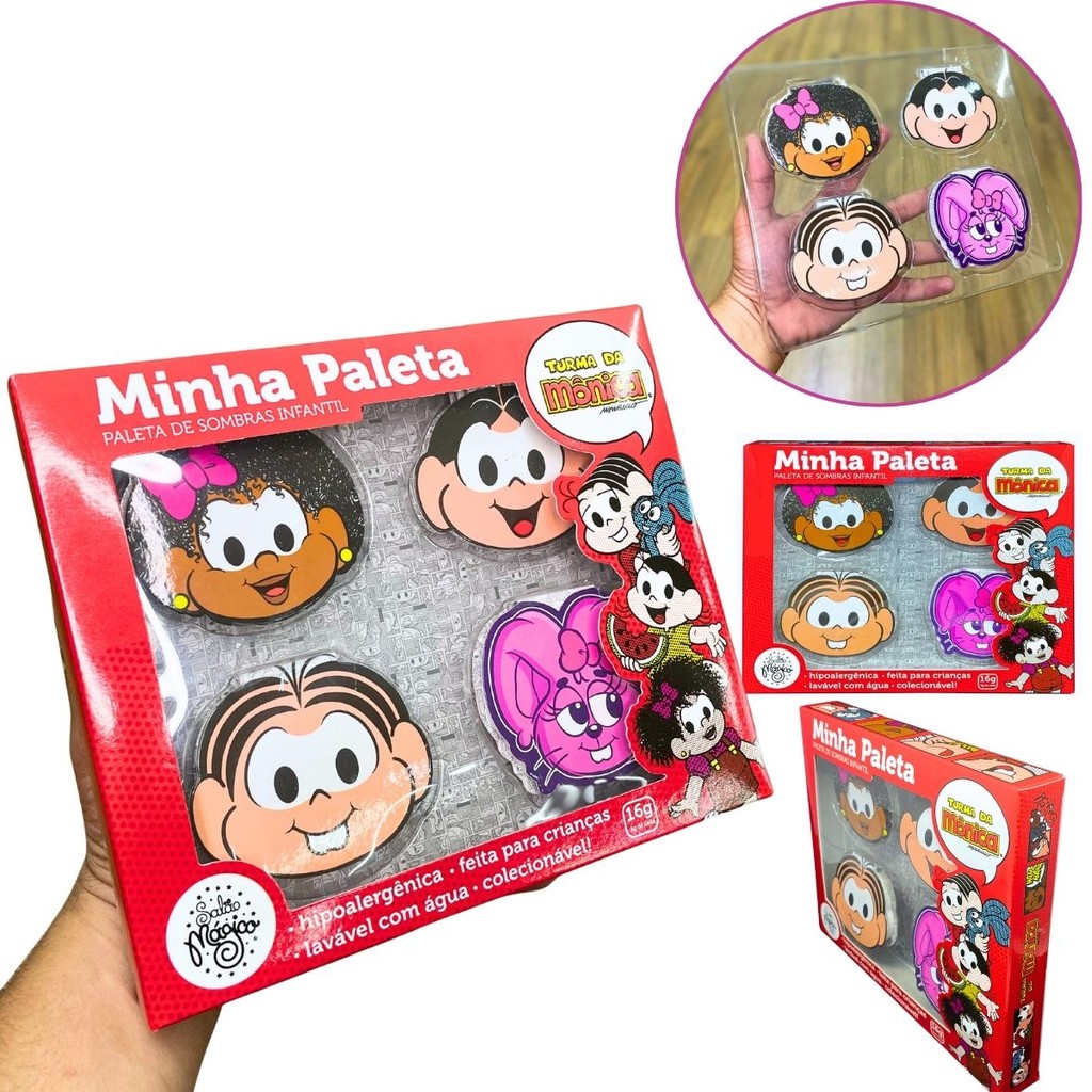 Kit Paleta Sombras Infantil Turma da Mônica Salão Mágico