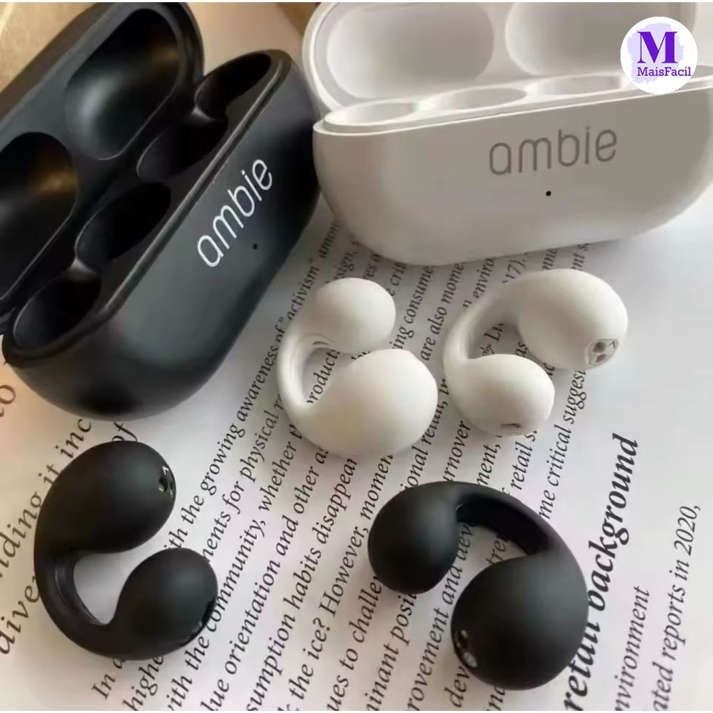 Ambie Sound Fone De Ouvido Sem Fio Earcuffs Bluetooth 5.2 IPX5 Fone Esporte À Prova D’água Com Microfone