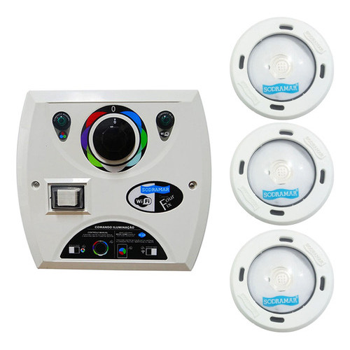 KIT 3 LED RGB COB 5W COLORIDA PARA PISCINA + CENTRAL WIFI Sodramar 110V/220V ORIGINAL