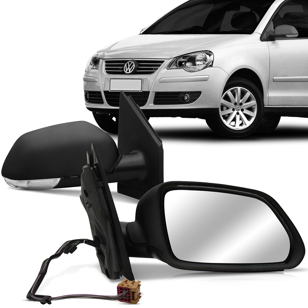 Retrovisor Externo Polo 2008 2009 2010 2011 2012 Pisca Eletrico Preto Liso