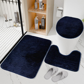 Jogo Tapete 3 Peças Banheiro Canelado Aveludo Antiderrapante em Oferta na Shopee