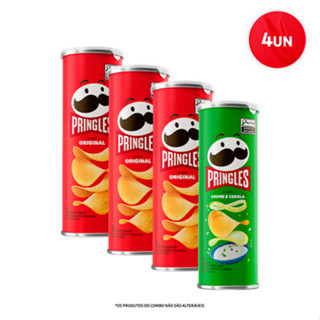 Combo Pringles Original 3 unid + Pringles Creme e Cebola 1 unid em Oferta na Shopee