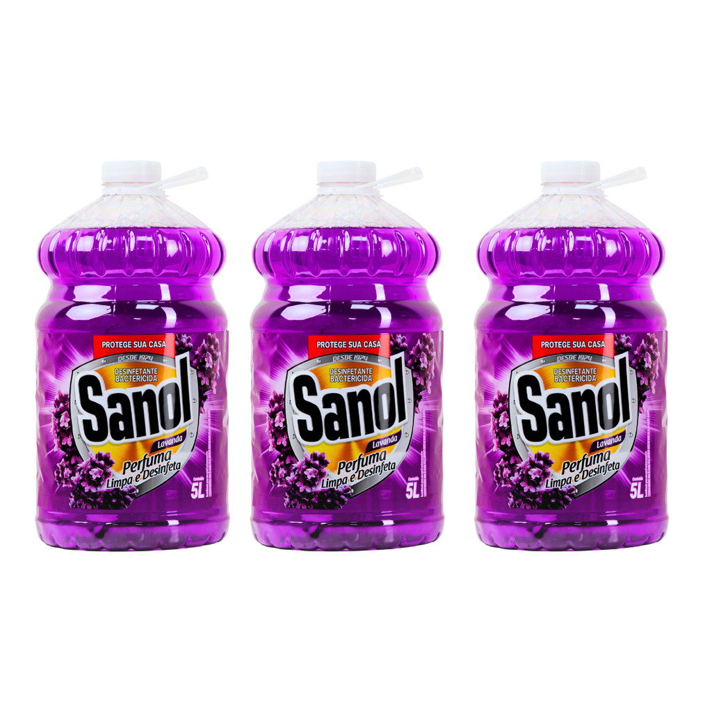 Kit 3 Desinfetantes Lavanda 5L Sanol em Oferta na Shopee