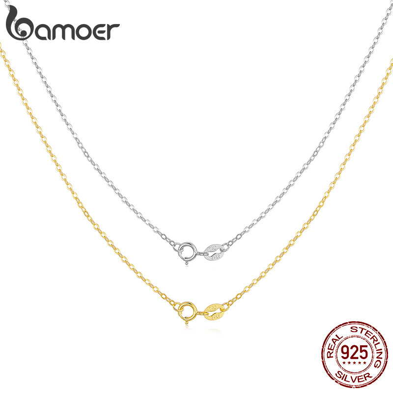 Bamoer Original 925 Prata Esterlina Dois Tons Colar Em Forma De O Elegante Jóias Presente Feminino