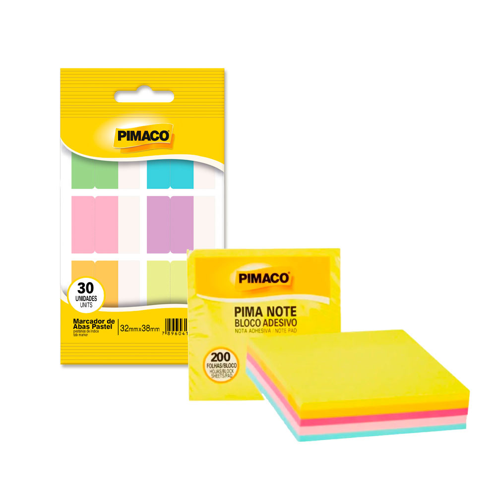 Kit Bloco adesivo + Marca páginas Pimaco