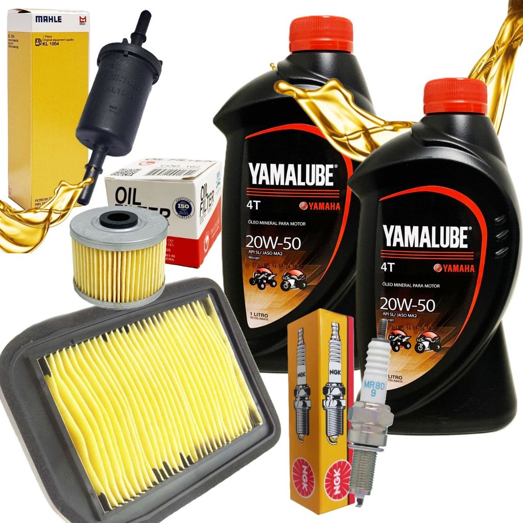 Kit Revisão Factor 150 / Fazer 150 / Crosser 150 Troca Óleo Yamalube 20w50 Filtros e Vela Ngk em Oferta na Shopee