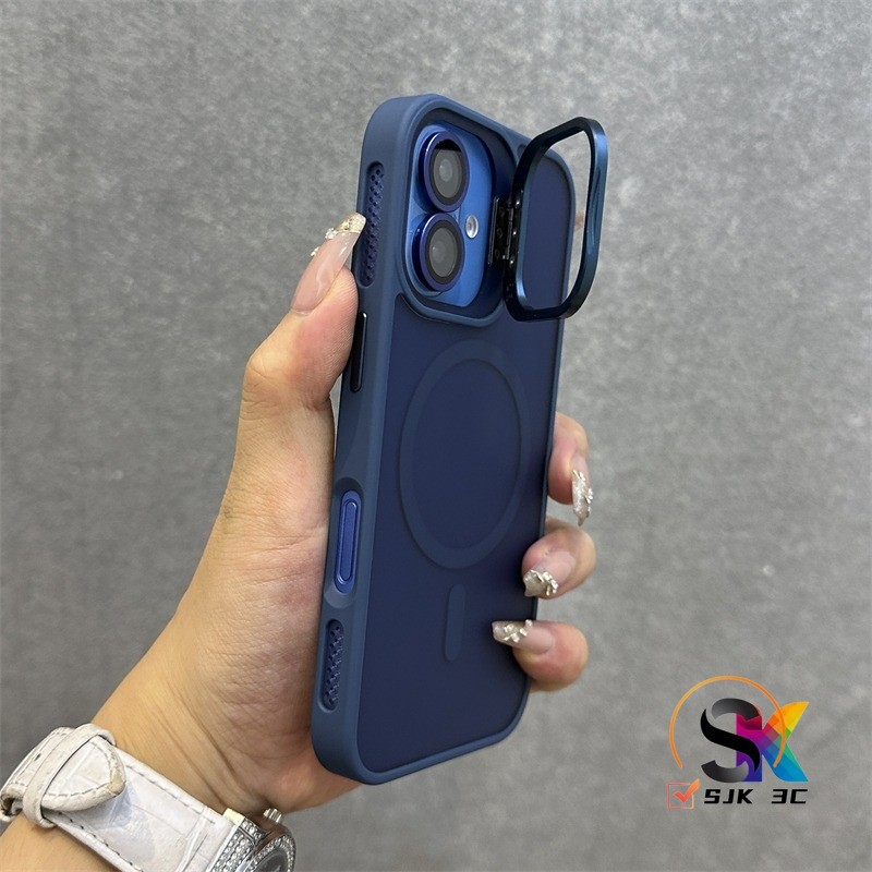 Capa Rígida Fosca Texturizada De Metal Azul Escuro Compatível Com iPhone 17 16 15 14 13 12 11 Pro Max Plus 17Air Proteto