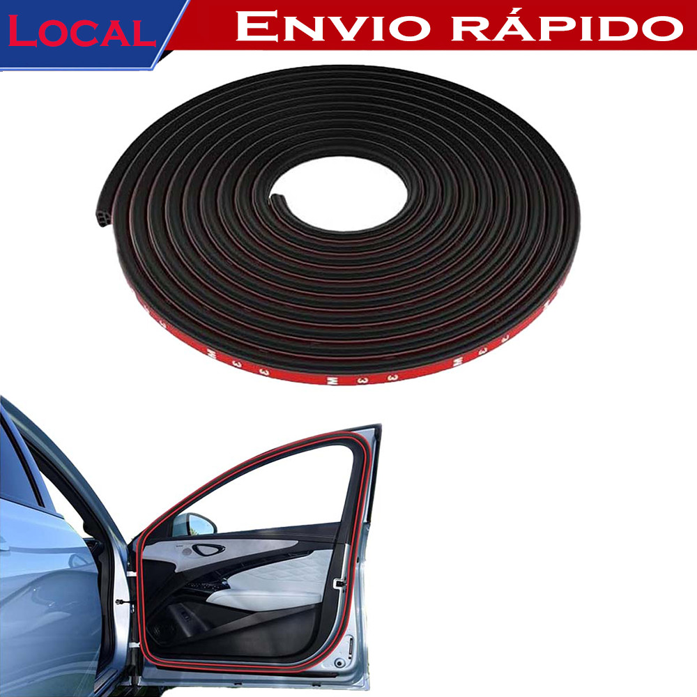 Tira de Vedação de Borracha para Porta Carro Universal 10m – 5 Câmaras de Silêncio, Autoadesiva, para 4-8mm de Folga