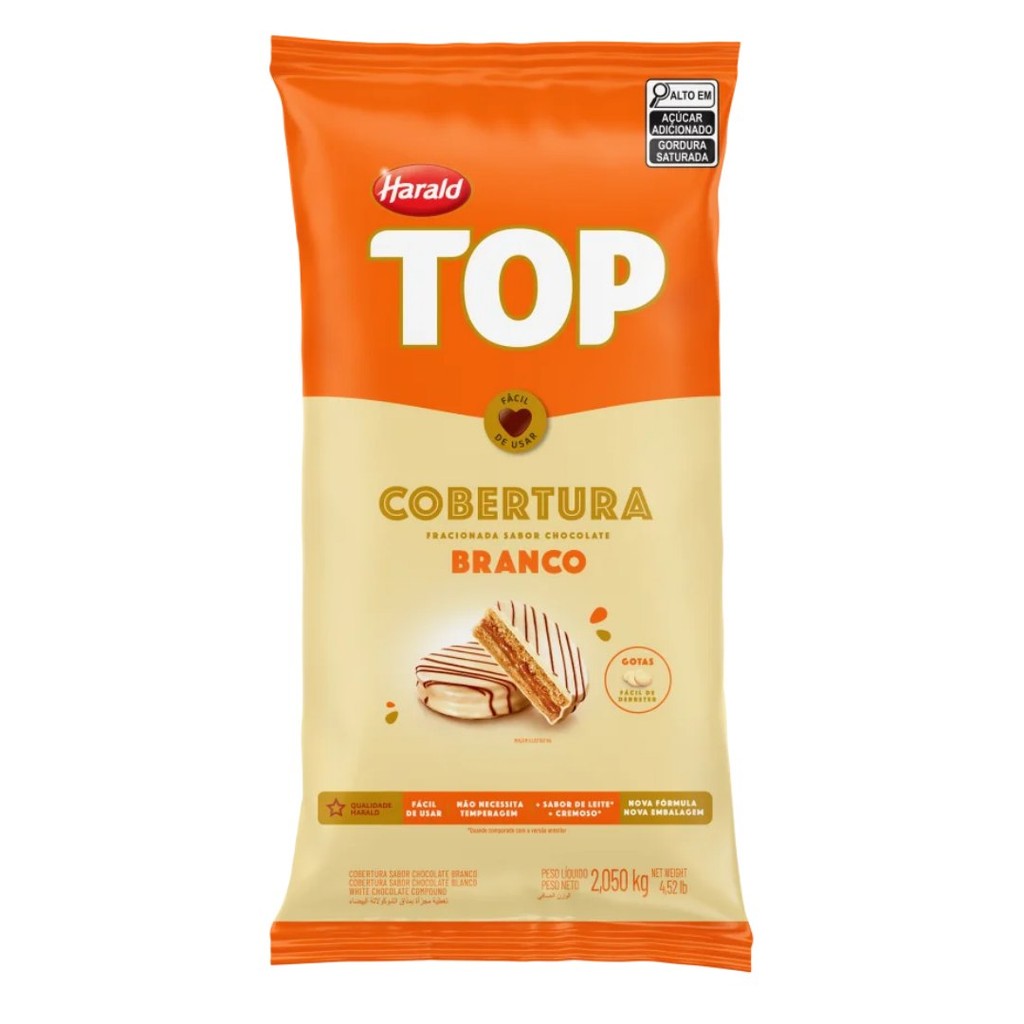 Chocolate Branco em Gotas Para Cobertura Top 2,05Kg HARALD em Oferta na Shopee