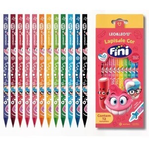 Lápis de Cor Triangular Estampado Fini - Caixa com 12 Unidades Leo&Leo em Oferta na Shopee