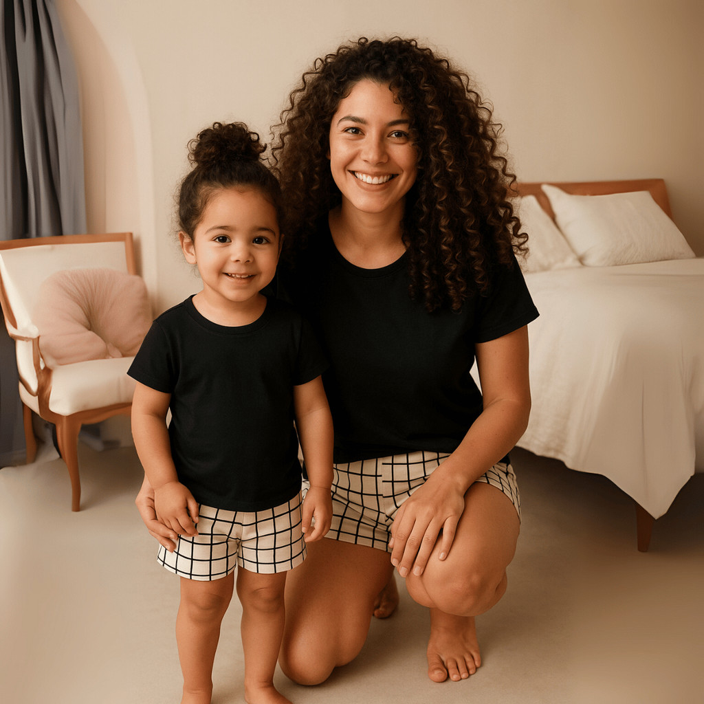 Conjunto Kit Tal Mãe e Filha Pijama Feminino Xadrez Elegante em Oferta na Shopee