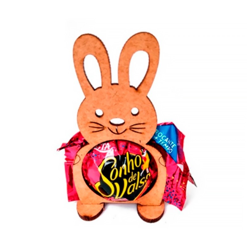 Kit 10 Porta Bombom Coelhinho da Páscoa em Madeira MDF Cru Lembrancinha Postagem Rápida