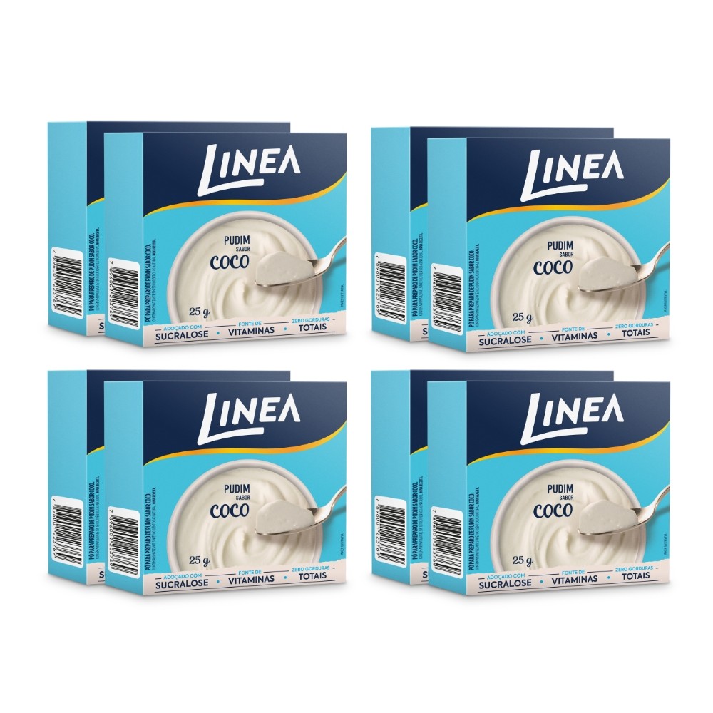 Kit 8 Pudins em Pó Linea Sabor Coco de 25g