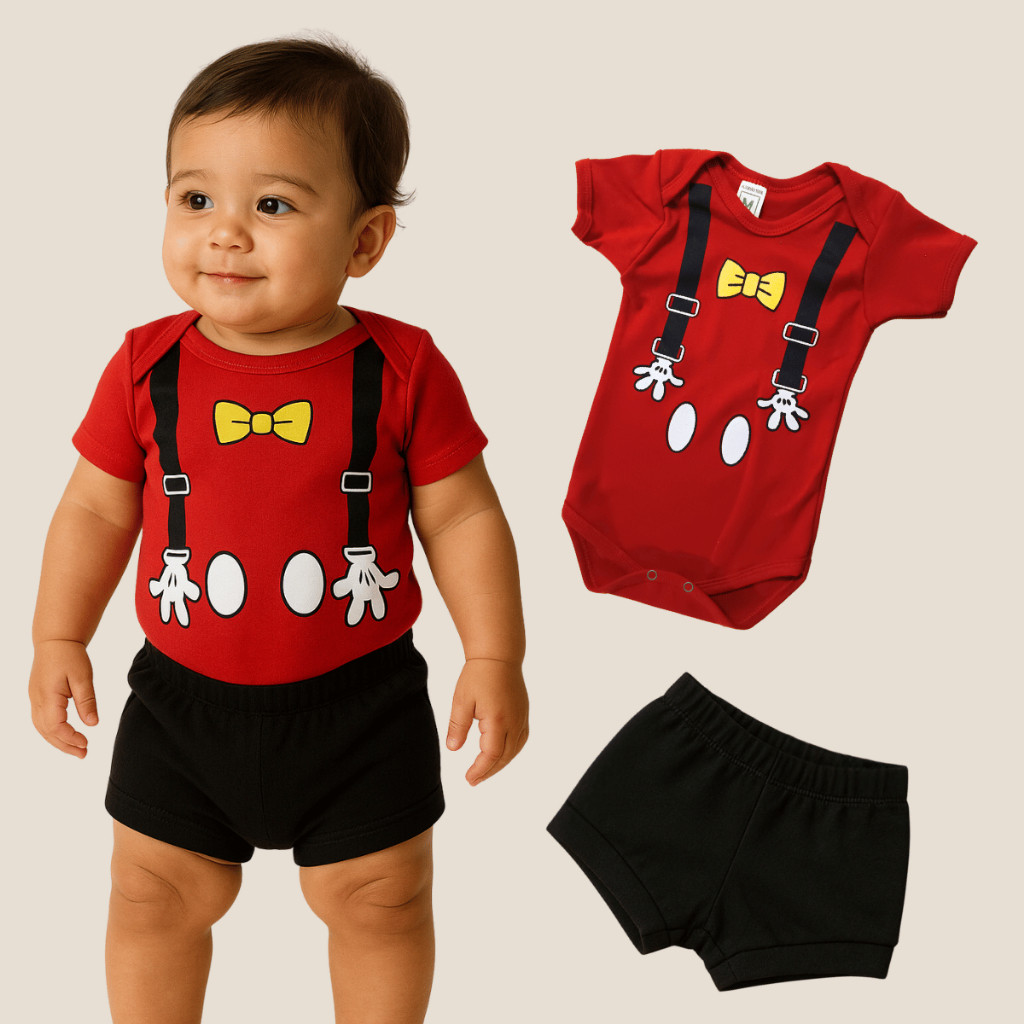 Bodie Kit 2 Peças Temático Suspensório e Short Roupa Conjunto Infantil Bebê menino | 100% algodão