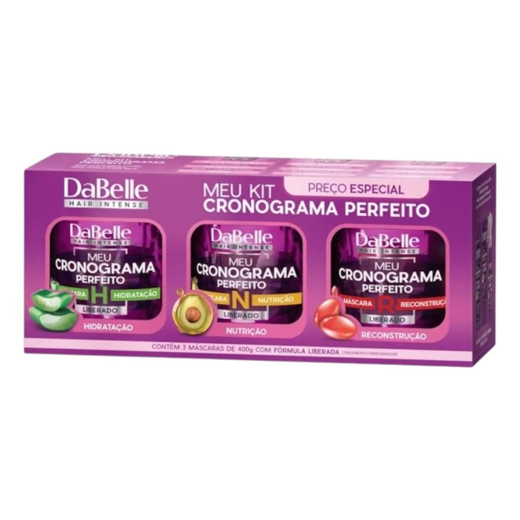Kit Meu Crono Perfeito Dabelle 1200g Hidratação Nutrição Reconstrução