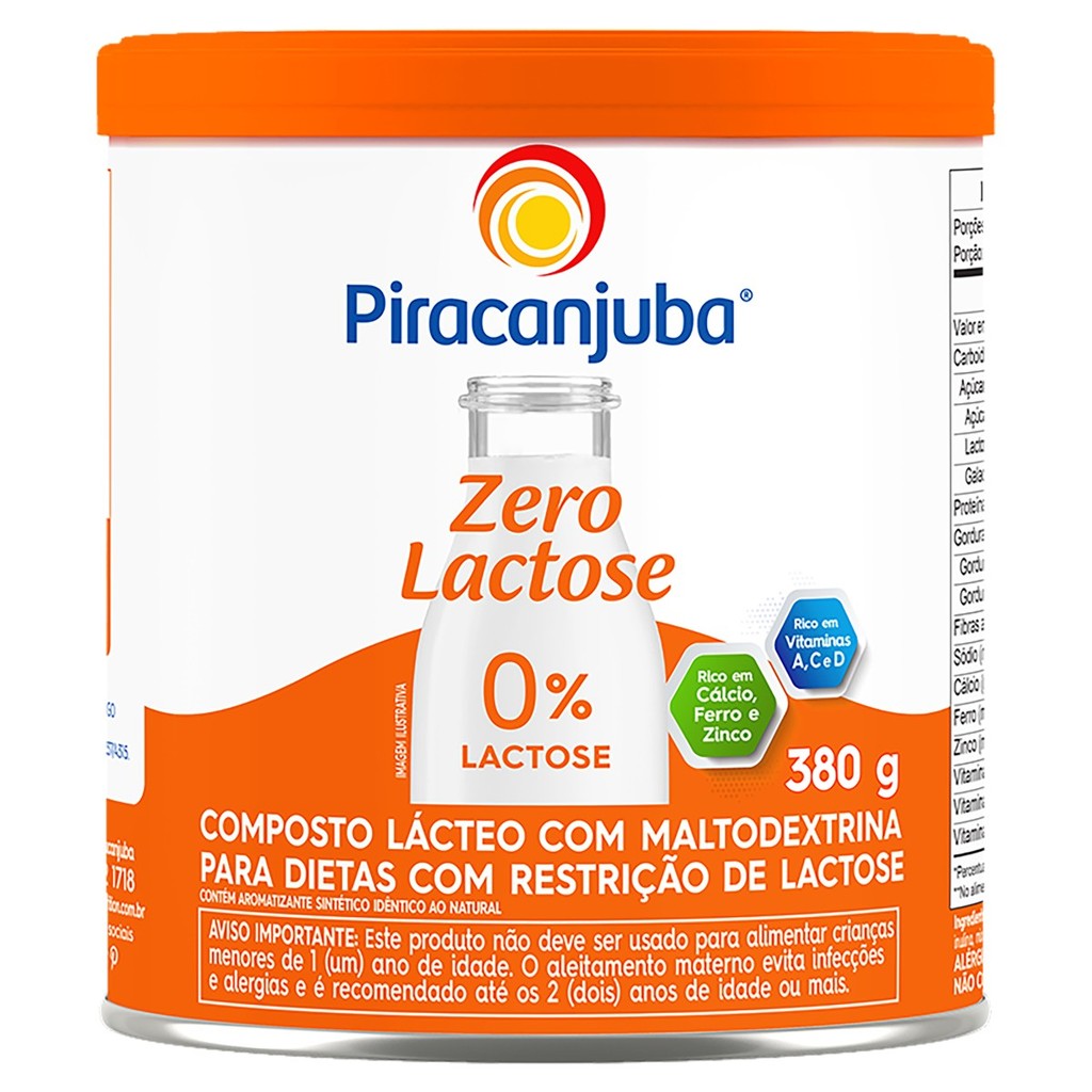 Piracanjuba Composto Lácteo Zero Lactose Lata 380g