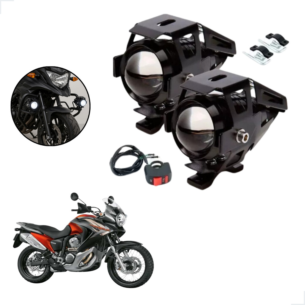 Kit Farol de Milha LED U5 Moto Honda XL 700V TRANSALP 2011 2012 2013 Super Brilho 6000K