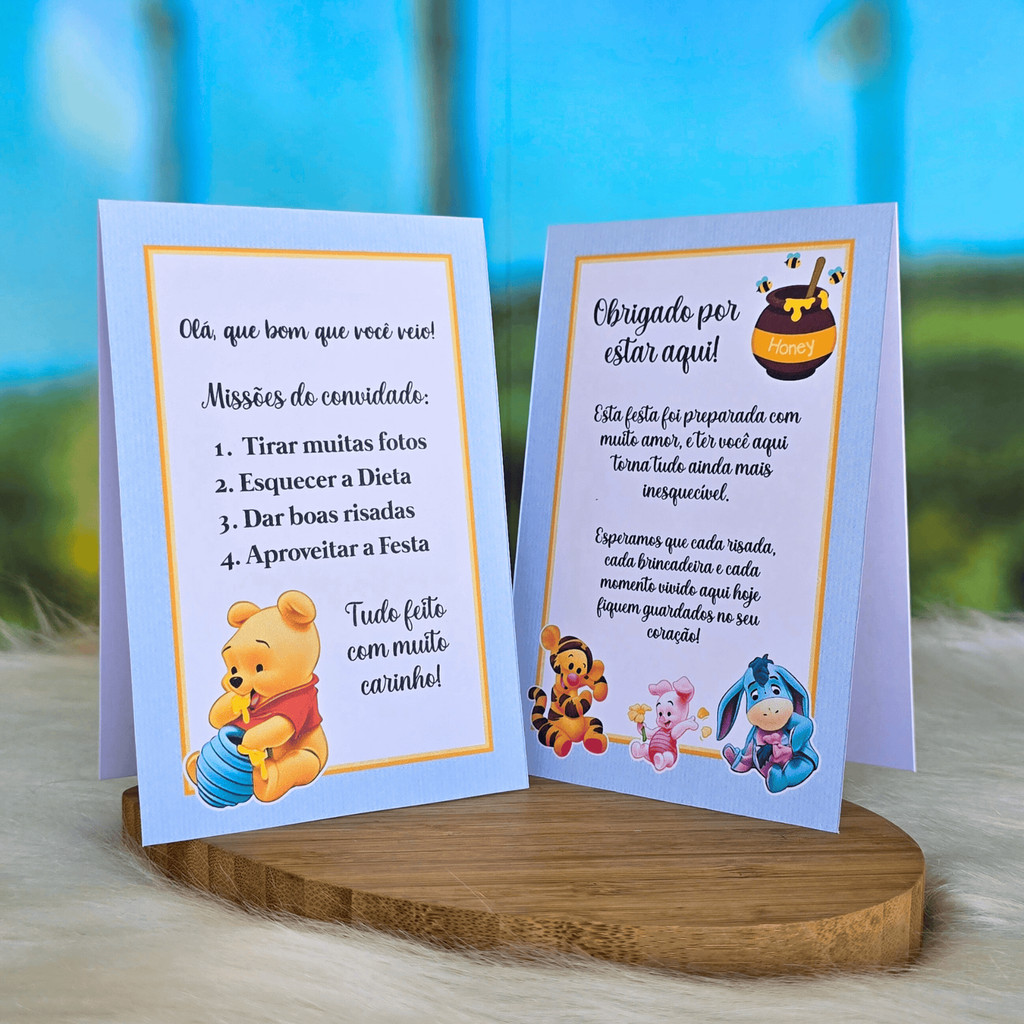 10 a 30 Plaquinhas de mesa URSINHO POOH BABY AZUL menino - Centro de mesa Lembrancinha de festa infantil em Oferta na Shopee