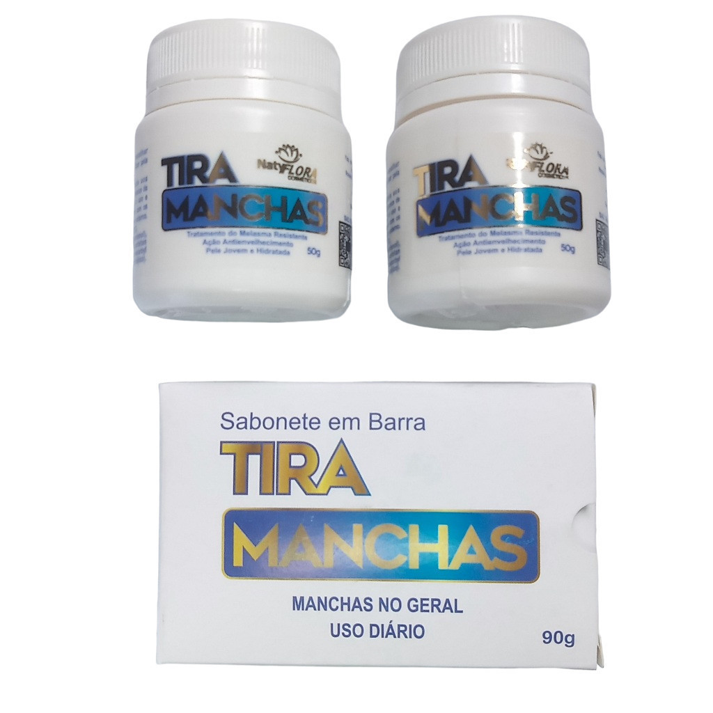 Kit 2 Pomadas Tira Manchas 1 Sabonete Em Barra Clareador De Pele Melasma Pano Branco e Foliculite Micoses Em Geral