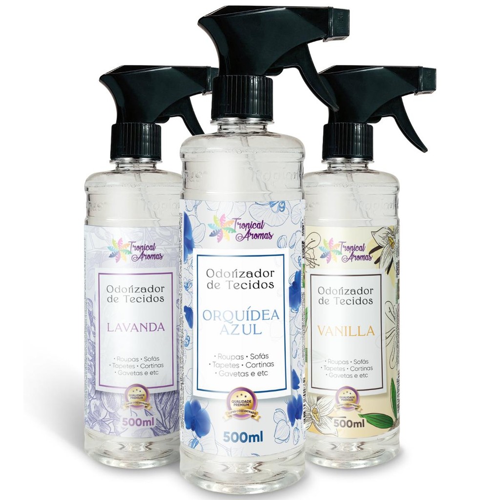 Kit Spray Odorizador de Tecidos Tropical Lavanda Orquídea Vanilla 500ml Tropical Aromas