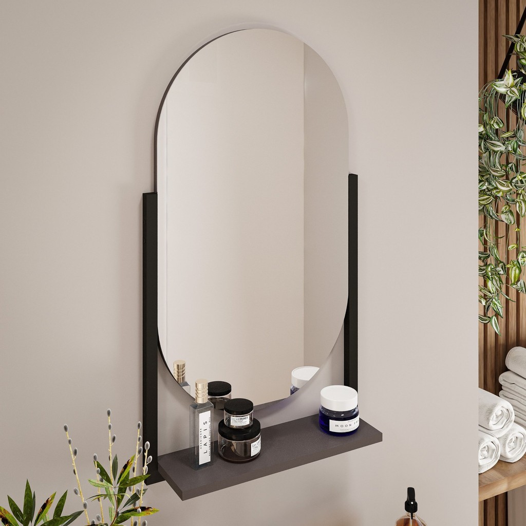 Espelheira para Banheiro 1 Prateleira Estrutura em Aço Bogotá  Titanium em Oferta na Shopee