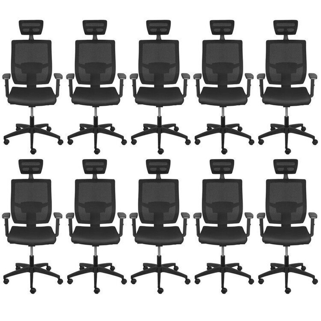 Kit 10 Cadeiras Escritório Presidente Ergonômica Nr17 Atenas Cadeira Presidente