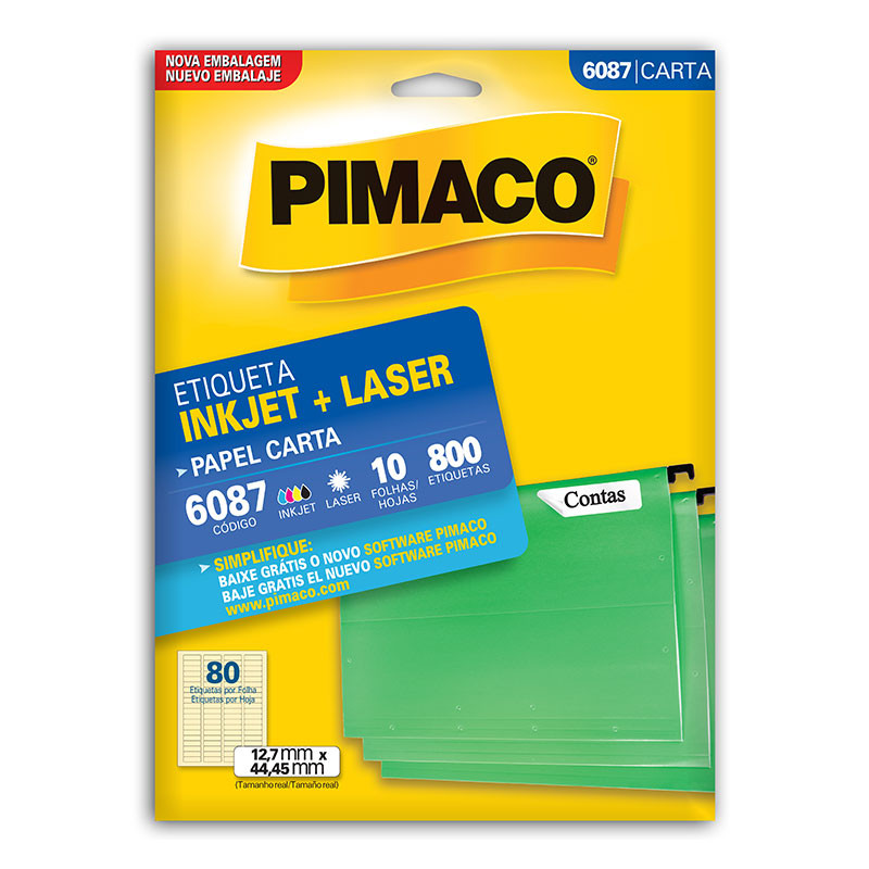 Etiqueta inkjet/laser carta 6087 com 10 folhas Pimaco em Oferta na Shopee