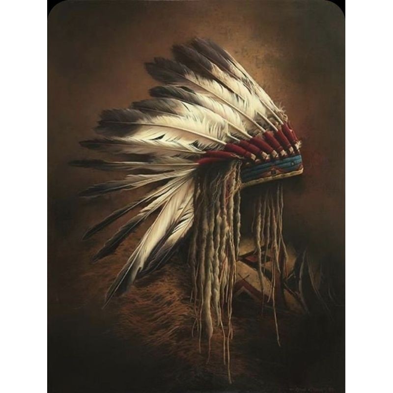 QUADRO DECORATIVO PLACA MDF-COCAR PENA BRANCA