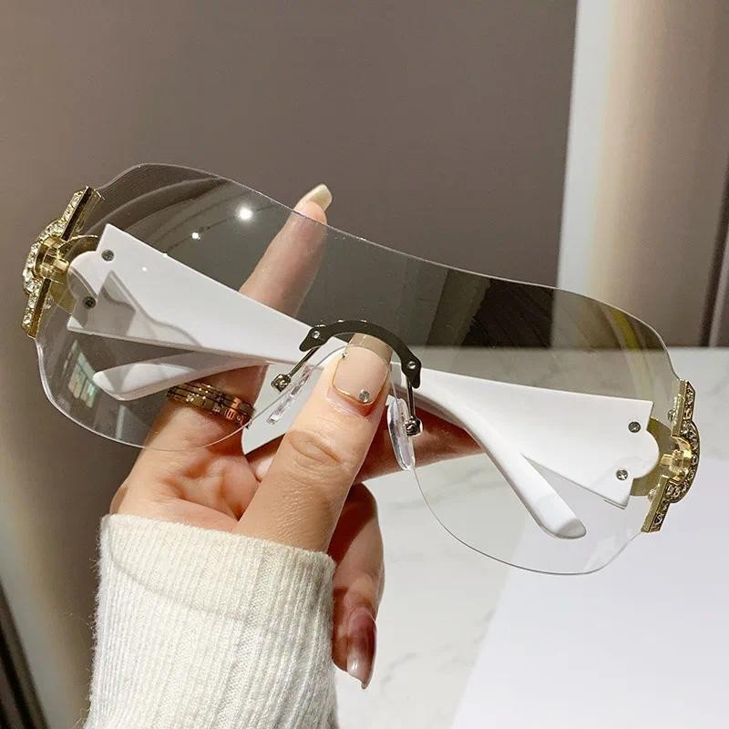 Novos Óculos de Sol Femininos da Moda Y2k, Óculos de Sol Vintage Integrados para Mulheres, Óculos de Sol com Proteção UV