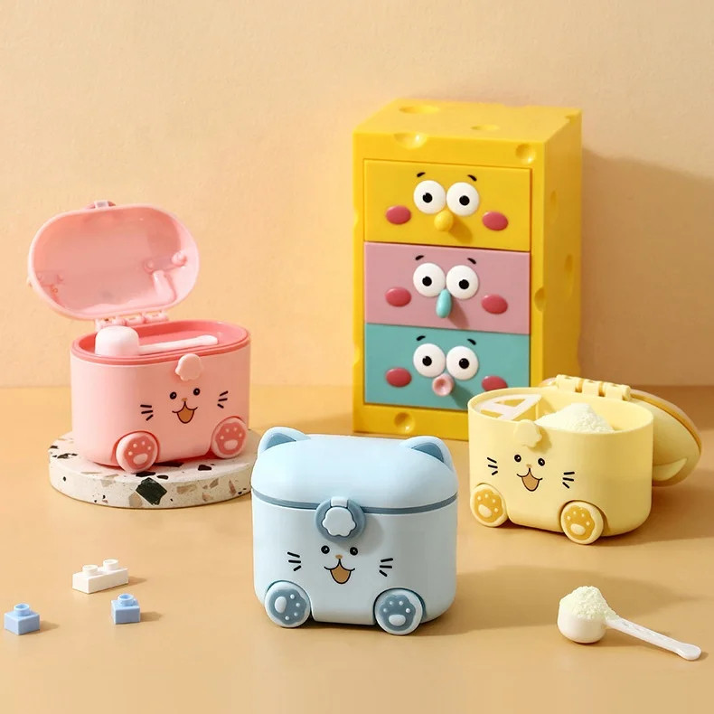 Carrinho Pote de Leite em Pó e Alimentos com Estampa de Gato e Colher Dosadora Inclusa em Oferta na Shopee