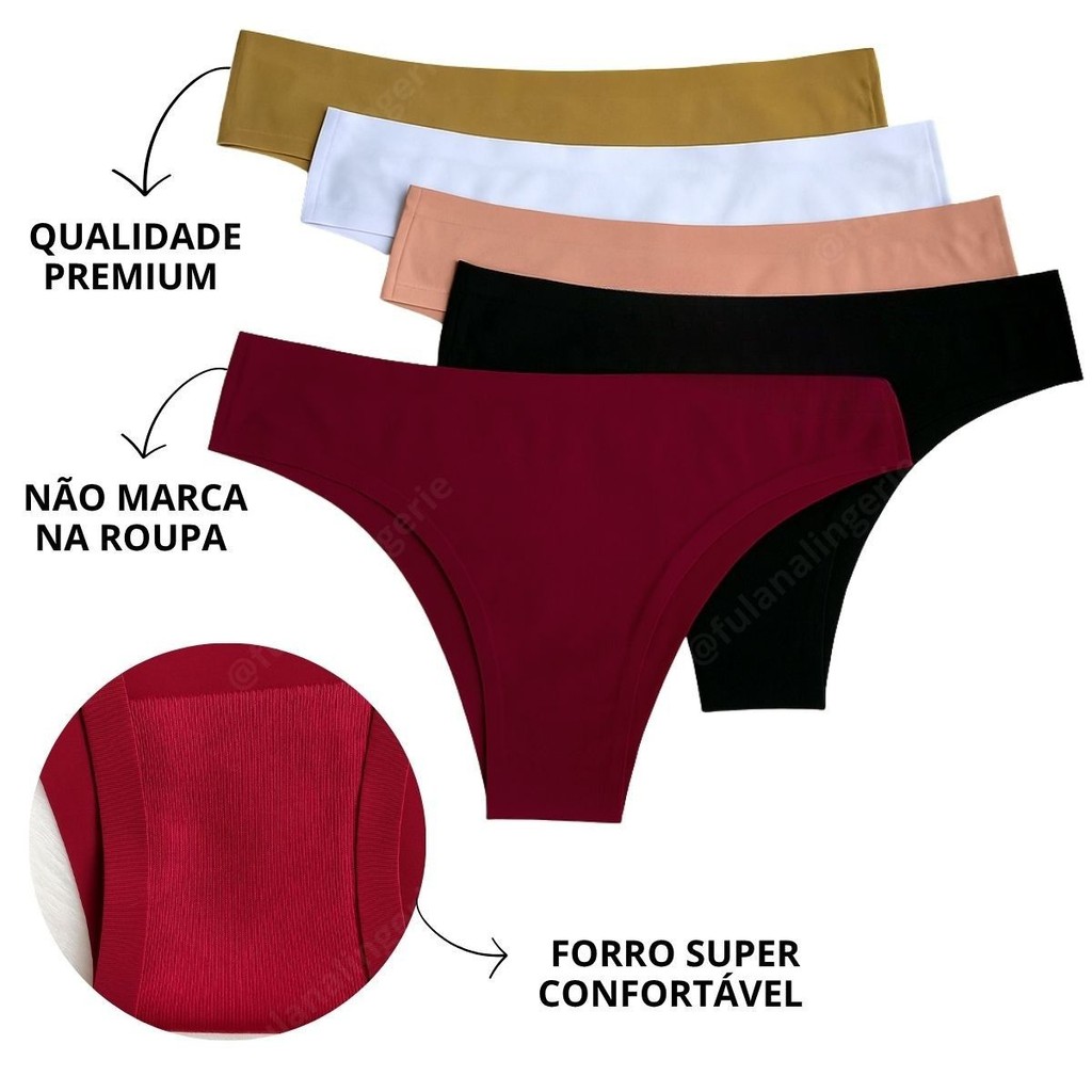 Kit 3 Calcinha Sem Costura Tanga ou Fio Corte a Laser Não Marca - Import T/F