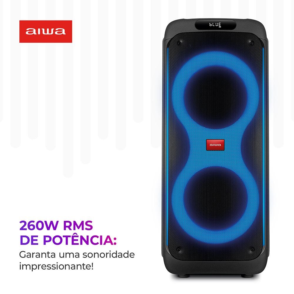 Detalhes do Caixa de Som PartyBox AIWA PB-04 Bluetooth 18H RGB USB TWS Preto
