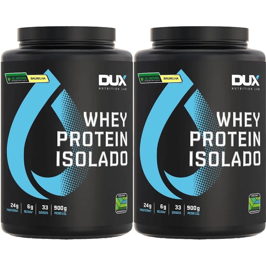 Kit 2X Whey Protein Isolado All Natural - 900g Baunilha - Dux Nutrition