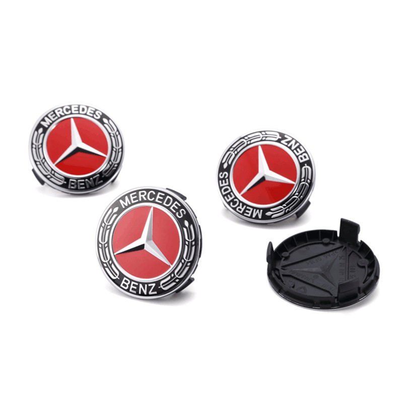 Adequado para novas calotas de roda Mercedes-Benz 75mm, calota central de roda BENZ vermelha e preta com design de espig
