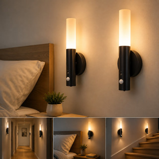 Luminária LED com Sensor de Movimento Recarregável Magnética em Madeira