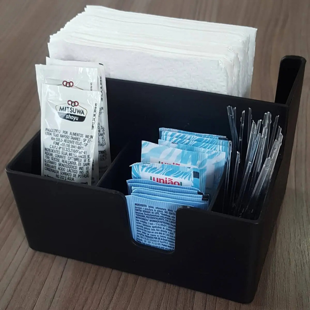 Porta-guardanapo E Sachês Casual 14,1 X 10,6 X 9,4 Cm Cor Preto Coza