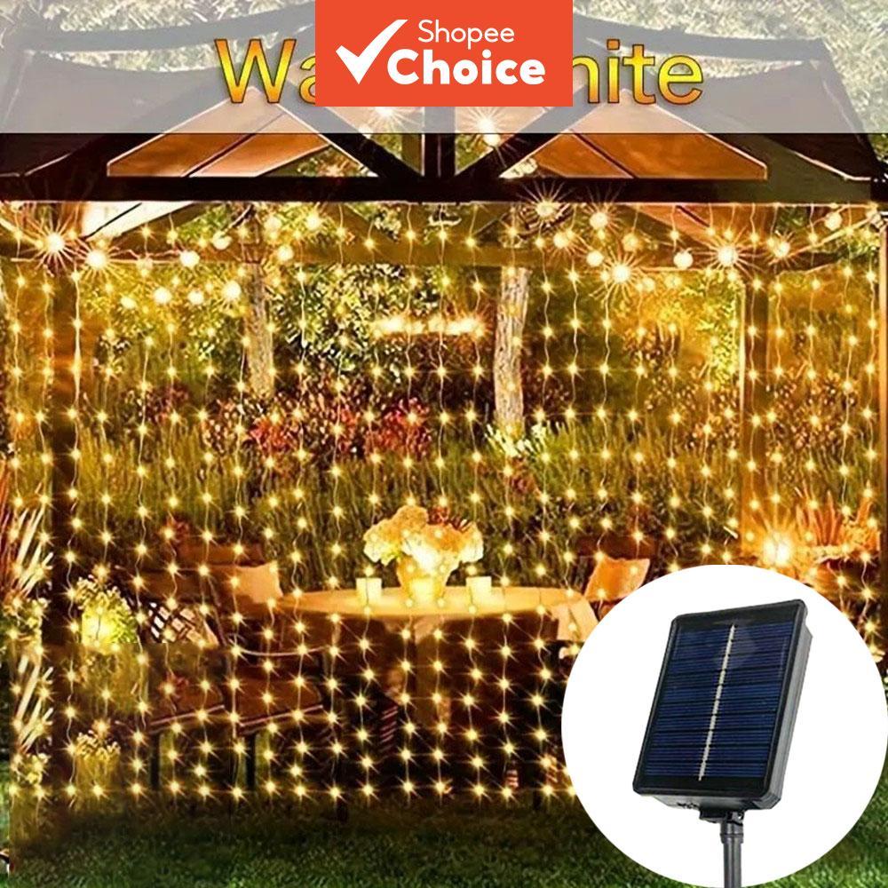 Luzes De Cortina Solares – LED Ao Ar Livre À Prova D'água 8 Modos Decoração De Parede De Pátio Com Cerca De Jardim