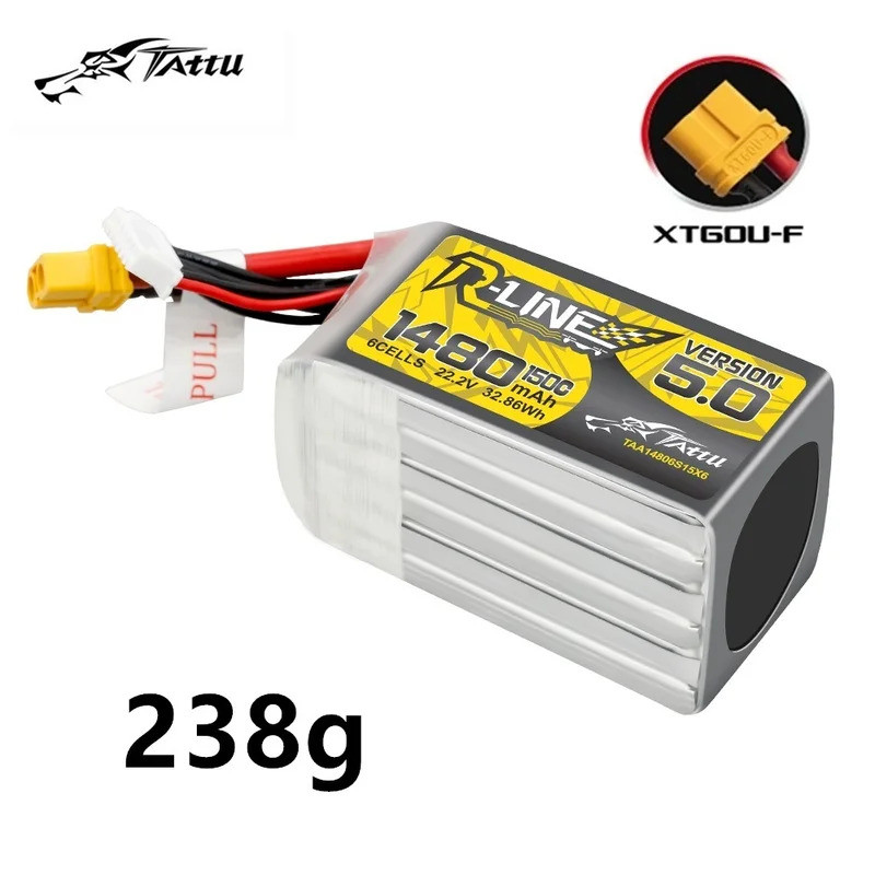 TATTU-R-LINE 5.0 1480mAh 150C 22.2V Lipo Bateria Para RC Helicóptero Quadcopter FPV Racing Drone Peças Com XT60 Plug 6S