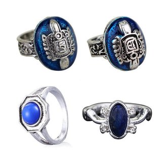 1 peça de anel de The Vampire Diaries, anel vintage de cristal da Elena Gilbert com padrão de lápis azul, joia de filme 