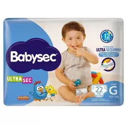Fralda Descartável Babysec Ultra Sec Galinha Pintadinha Jumbo Tamanho G - 8 Pacotes com 22 Fraldas - Total 176 Tiras