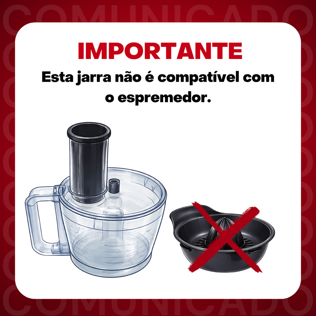 Jarra + Tampa Serve Para Multiprocessador Walita Power Chop 600/750w RI7630/RI7631/RI7632/RI7636