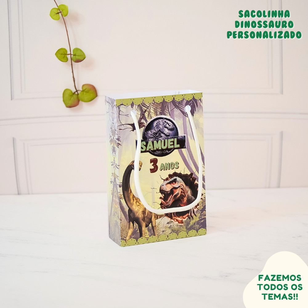 Sacolinha Dinossauro Personalizada | Lembrancinha de Festa infantil Jurassic