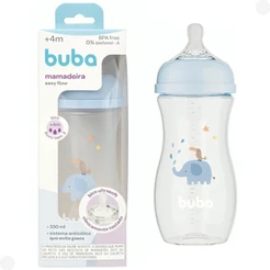 Mamadeira Easy Flow Elefantinho Azul 330ml Anticólica +4M 17254 - Buba
